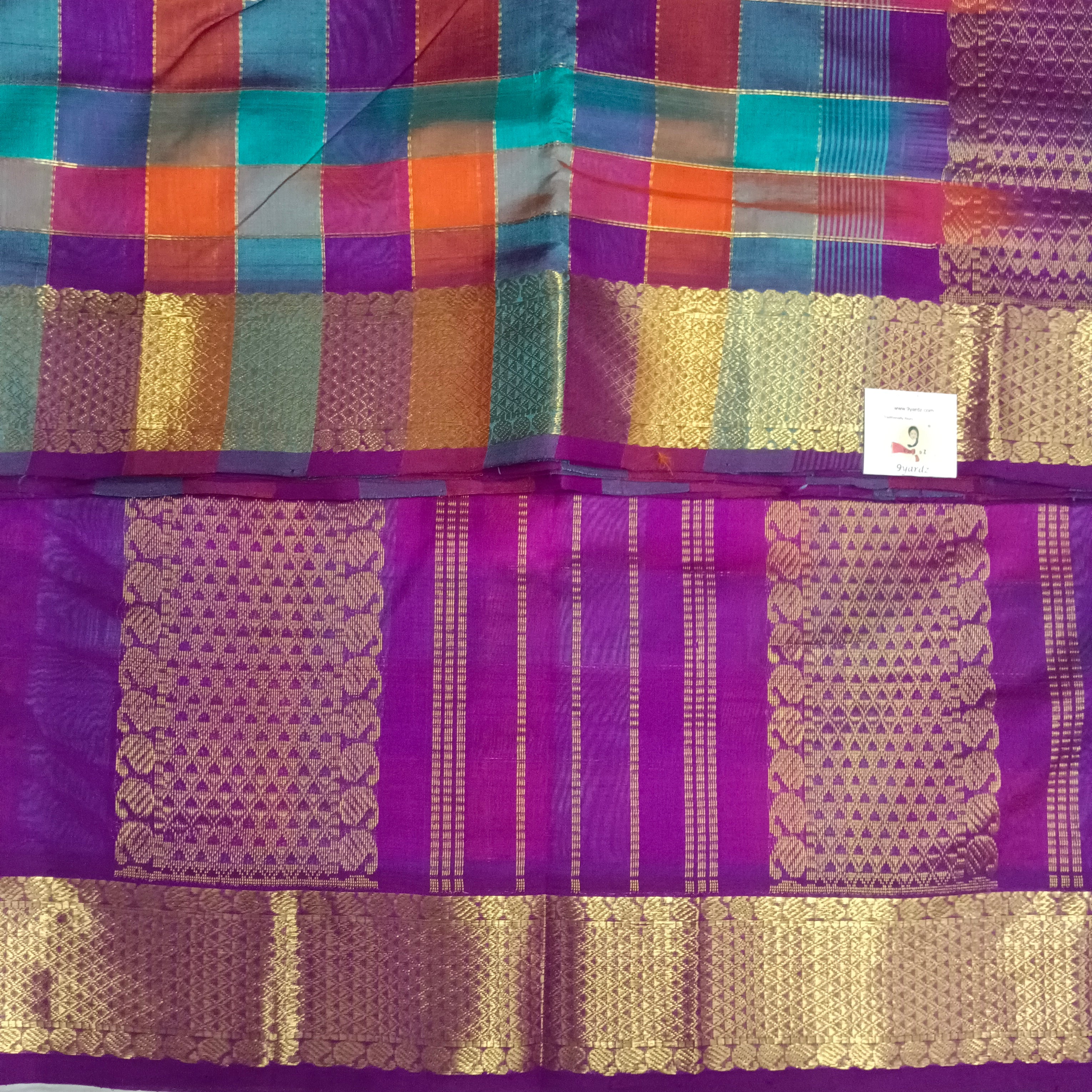 Semi Korvai 10yardz Zari Multi Checked