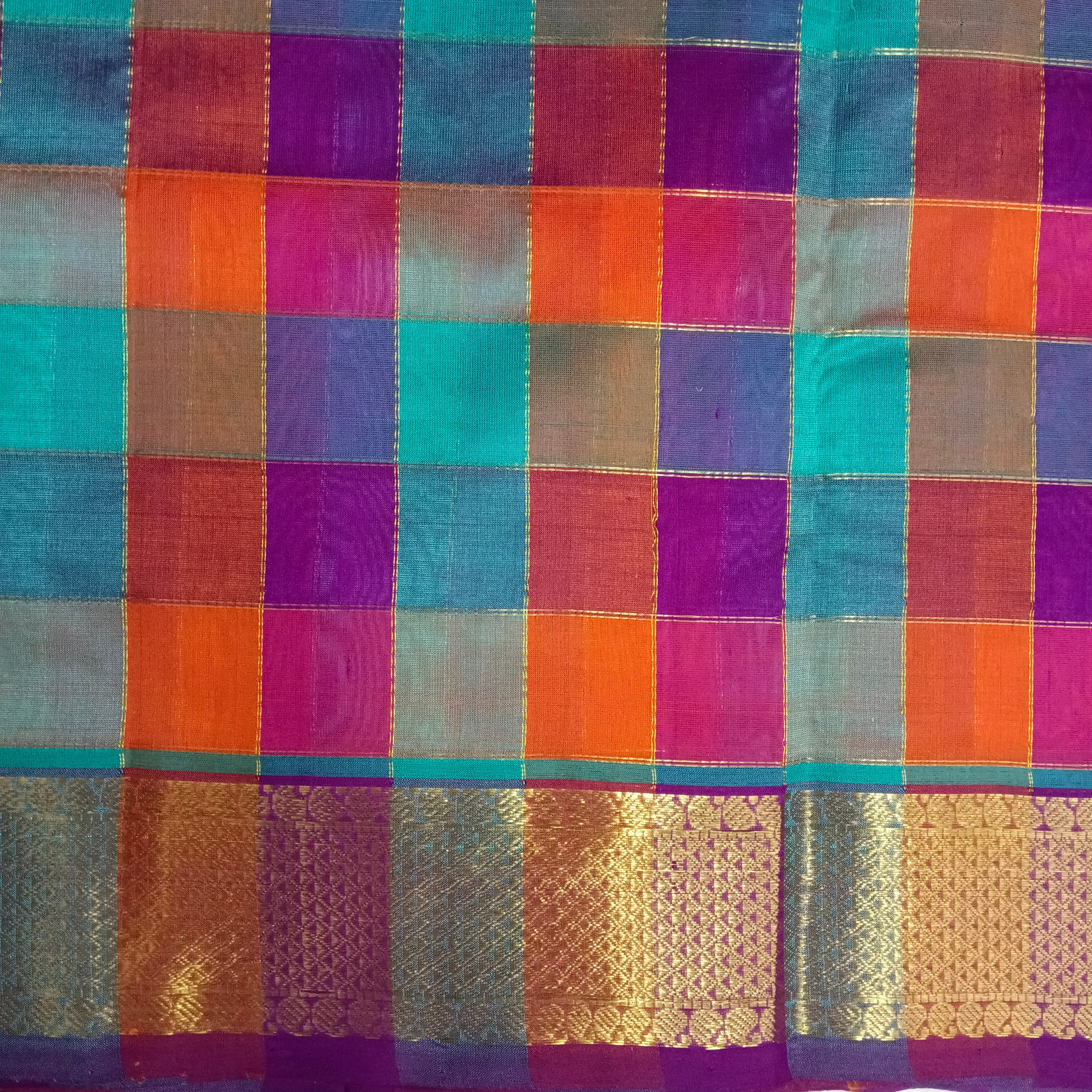 Semi Korvai 10yardz Zari Multi Checked