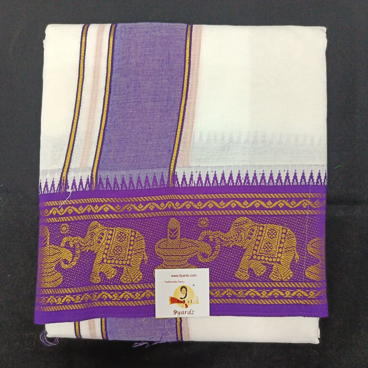 Bleached cotton Dhothi 9 muzam with 5