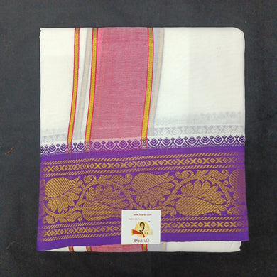 Bleached cotton Dhothi 9 muzam with 5