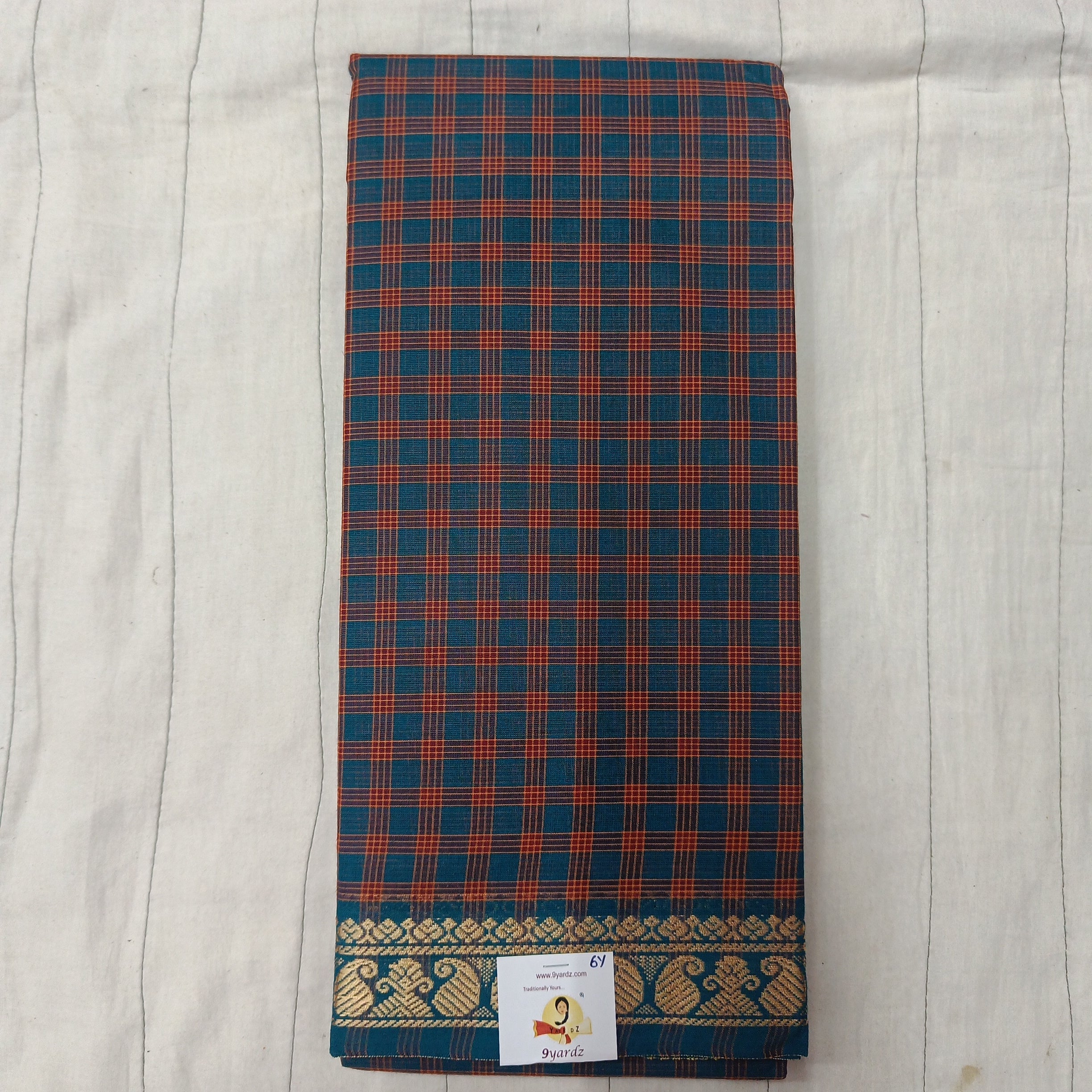 Chettinadu cotton checked 6 yardz