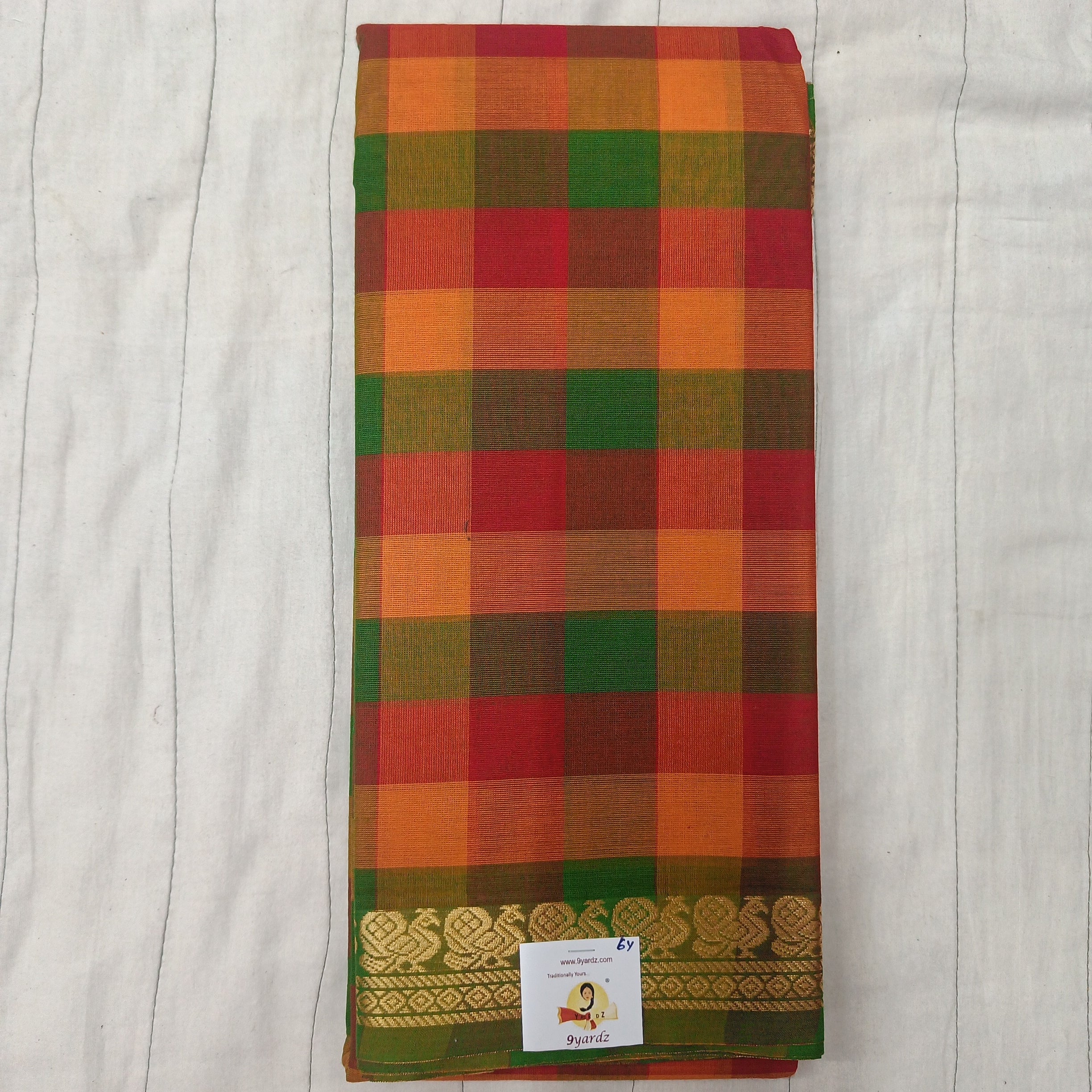 Chettinadu cotton checked 6 yardz