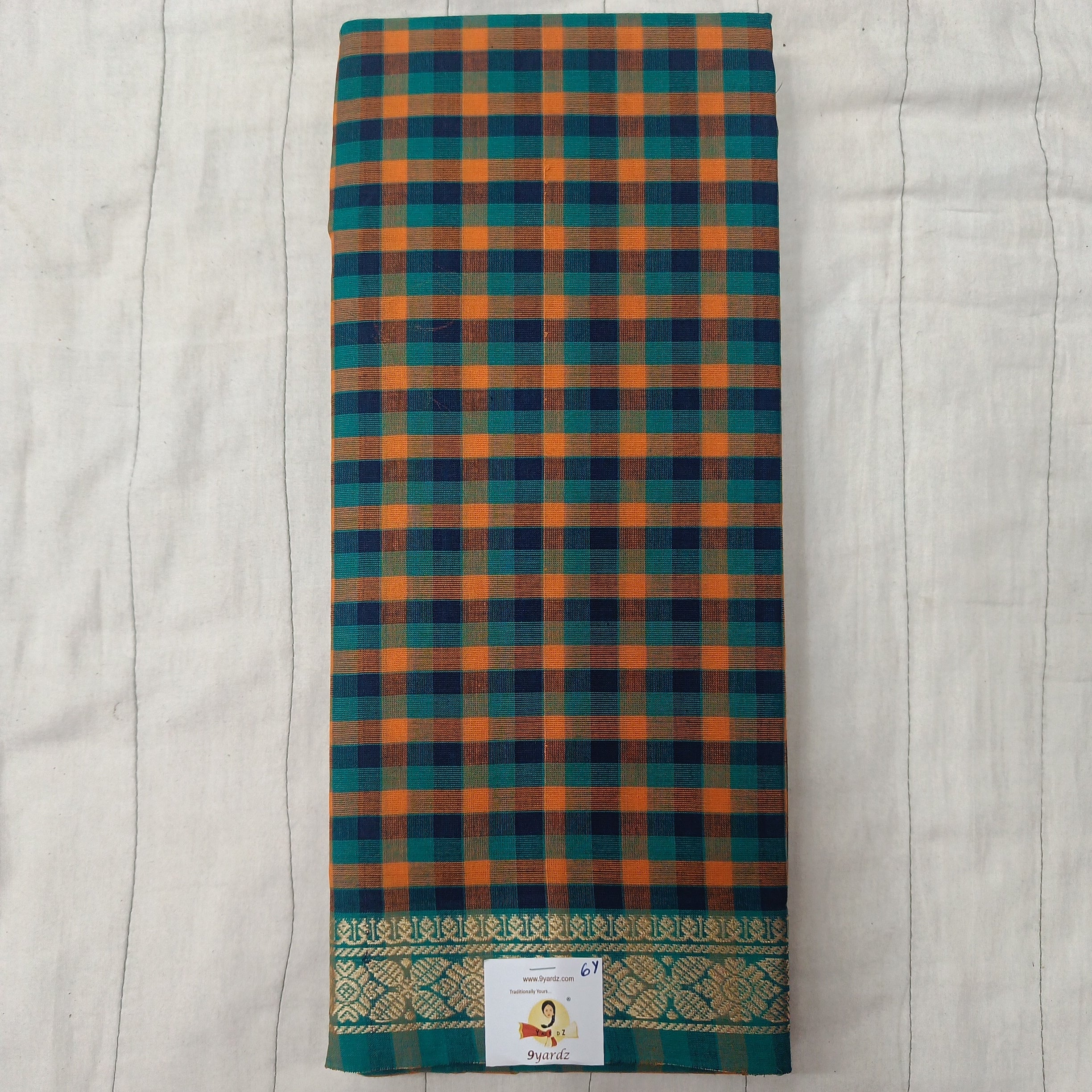 Chettinadu cotton checked 6 yardz