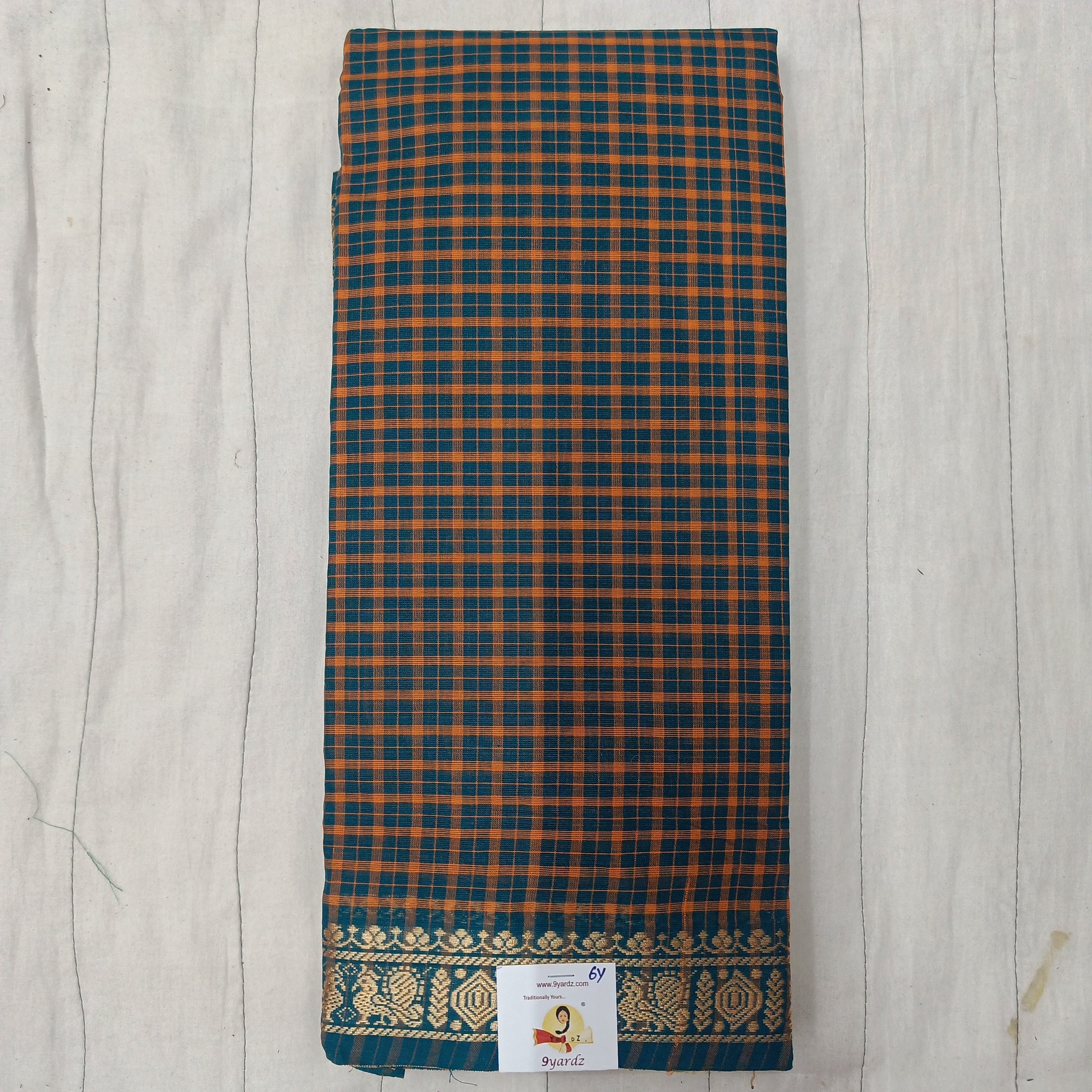 Chettinadu cotton checked 6 yardz