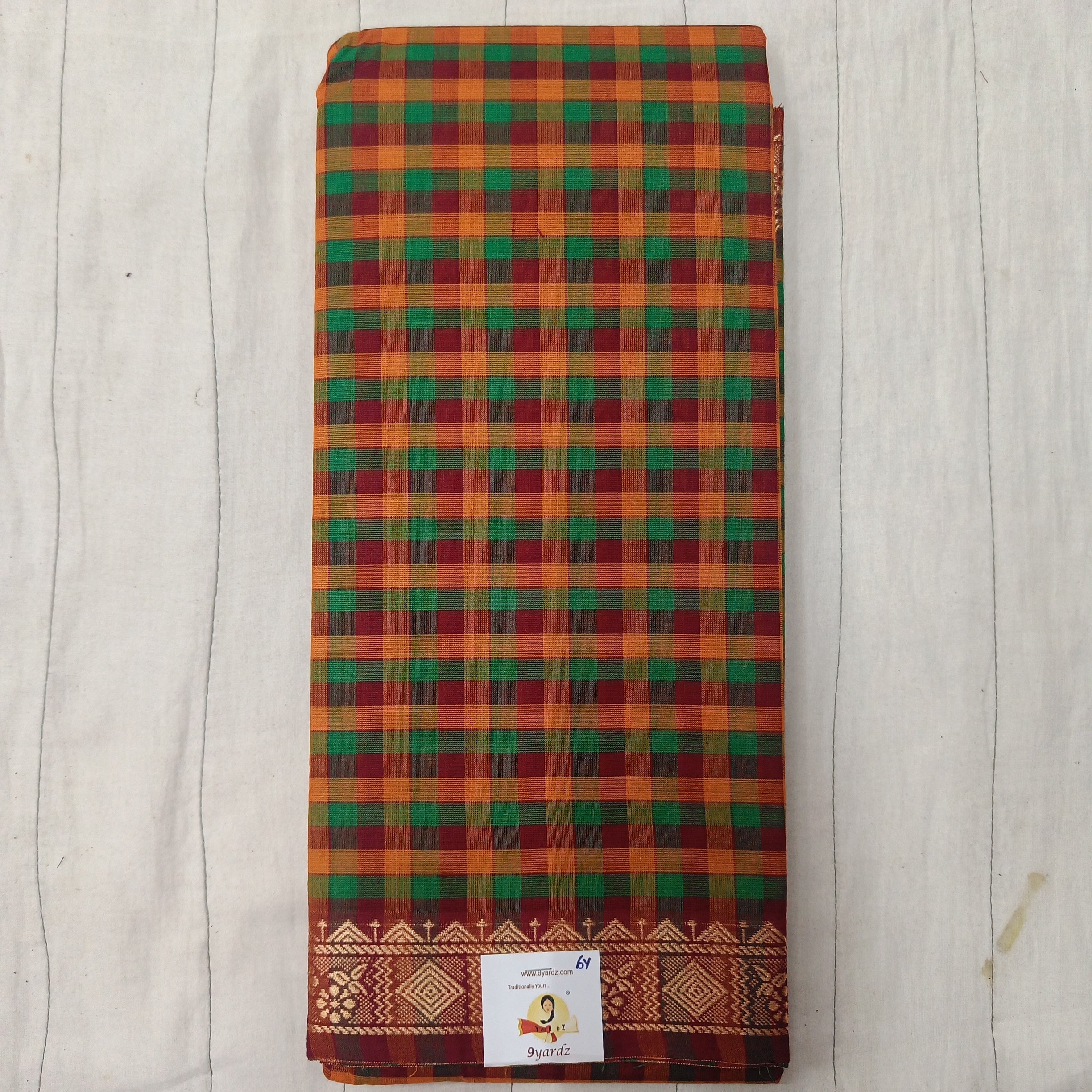 Chettinadu cotton checked 6 yardz
