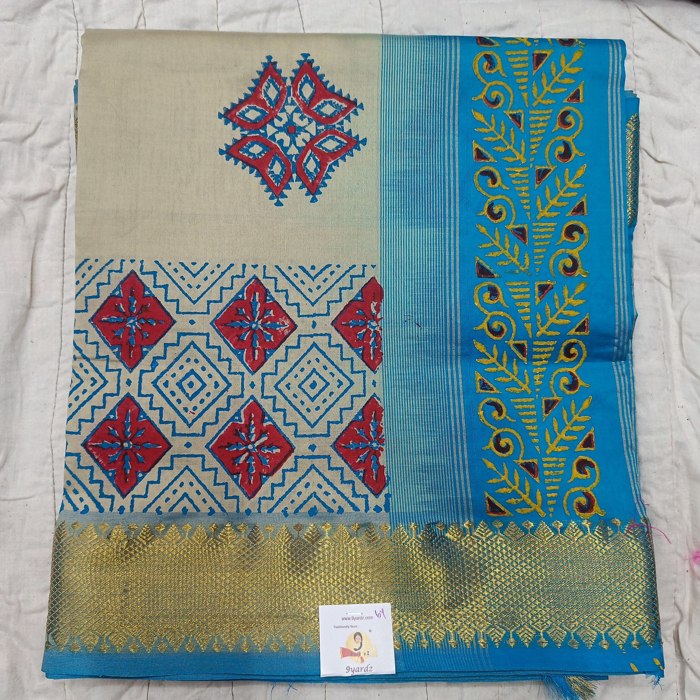 Semi silk printed 6Yards