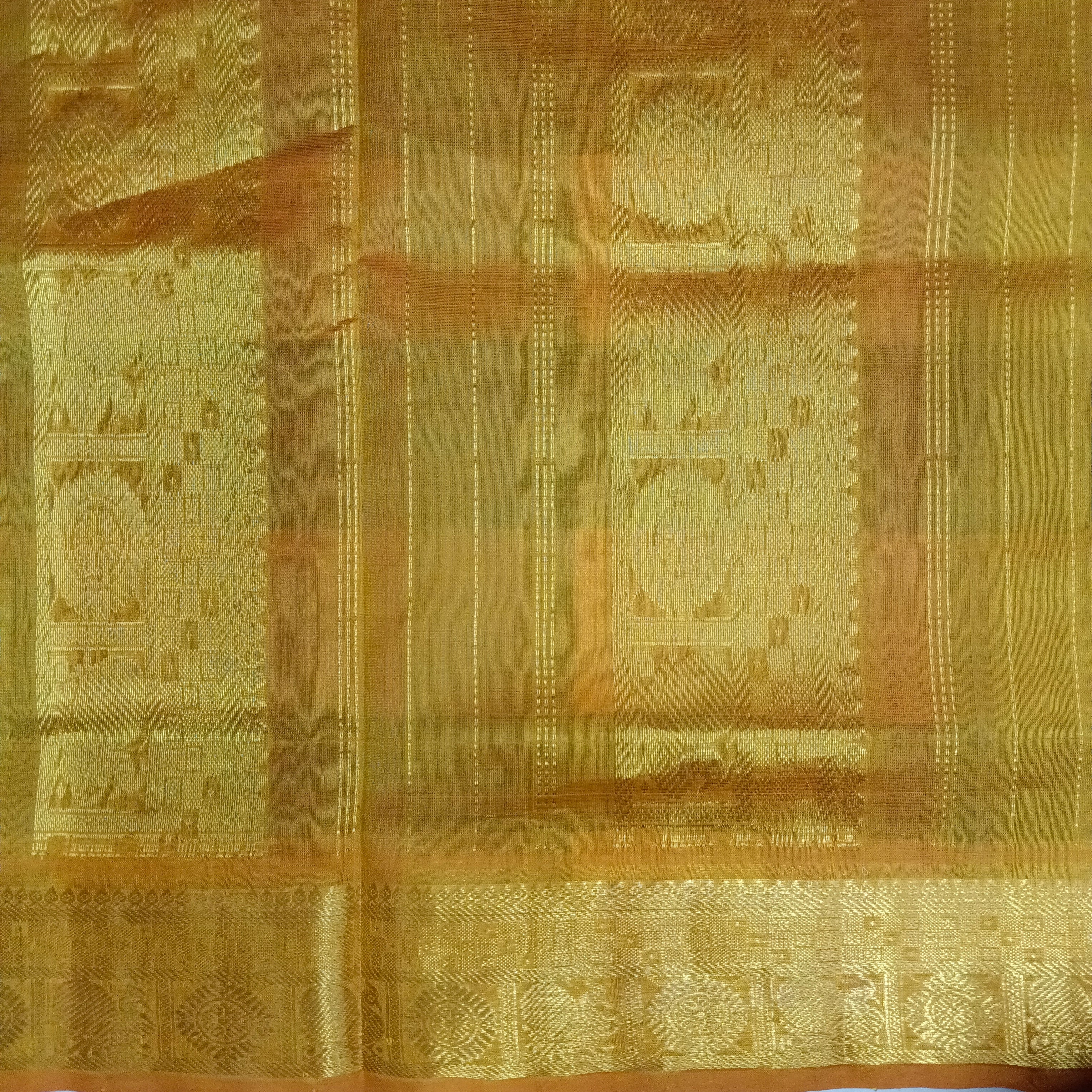Pure silk cotton- palum pazhamum kattam with butta, 10yards (madisar)