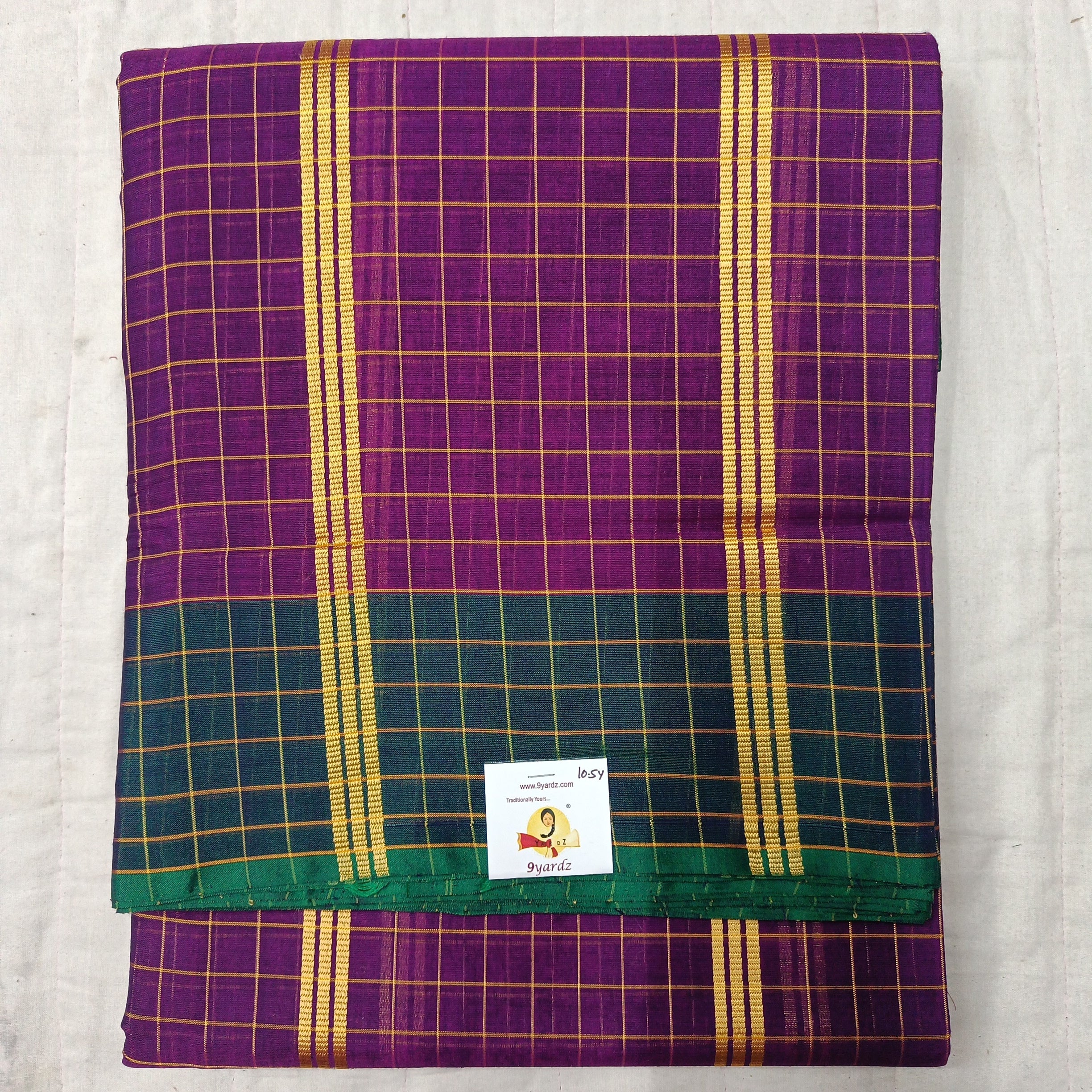 Devendra Small Zari checked  10.5 yards