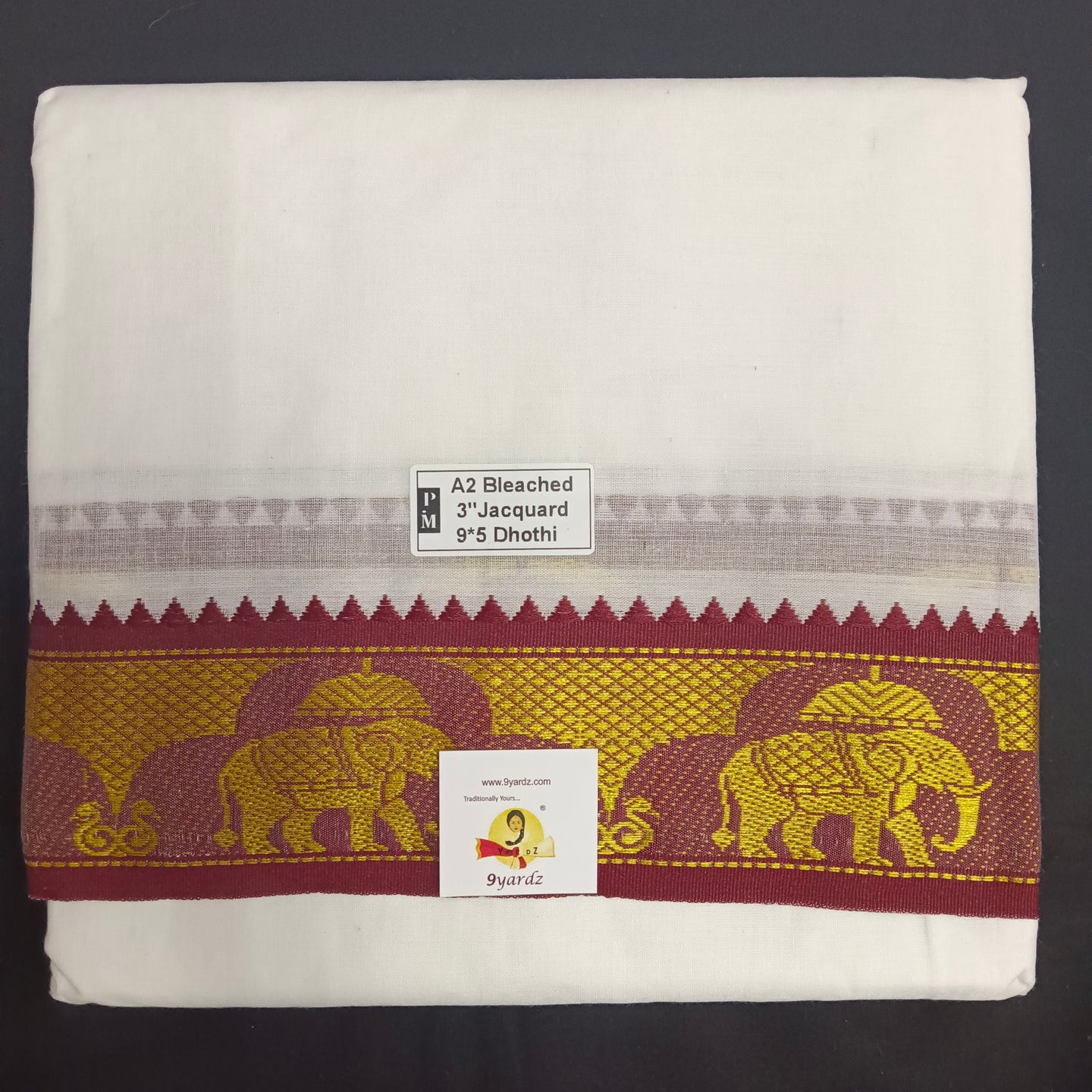 Cotton Dhothi jacquard border 9*5