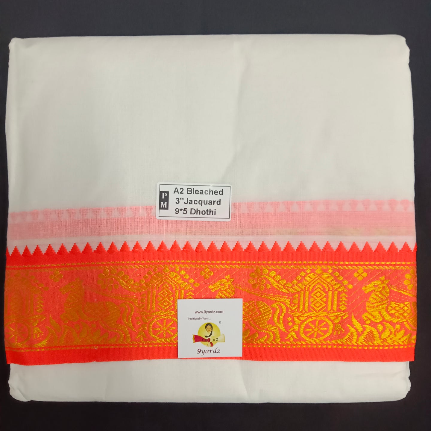 Cotton Dhothi jacquard border 9*5