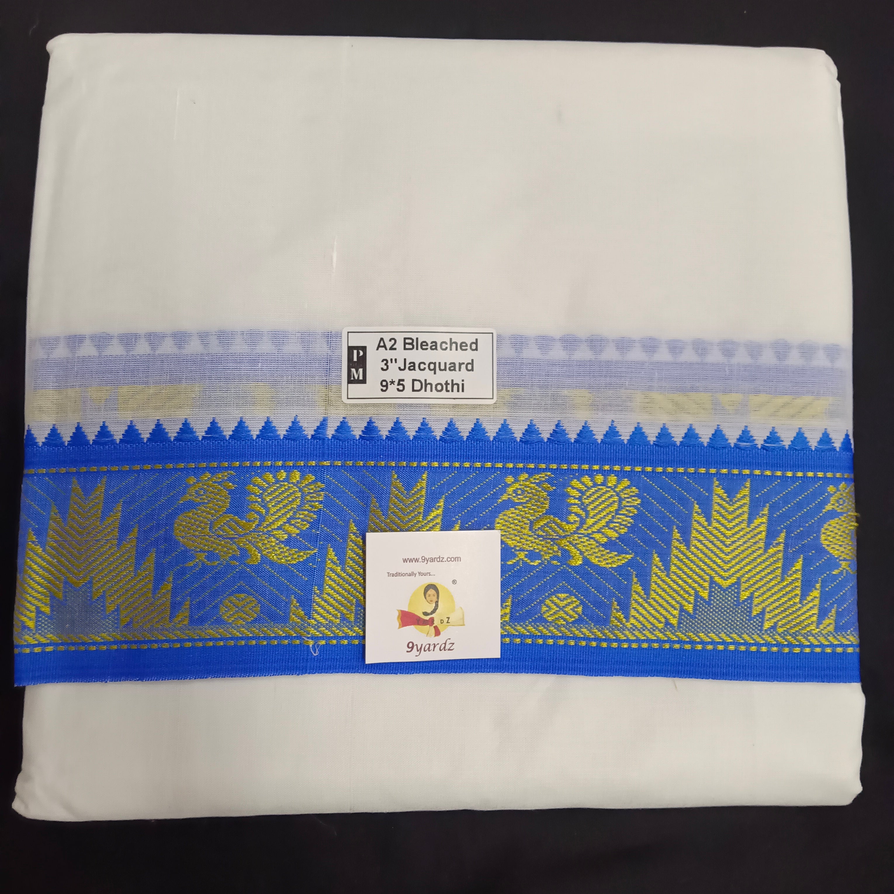 Cotton Dhothi jacquard border 9*5
