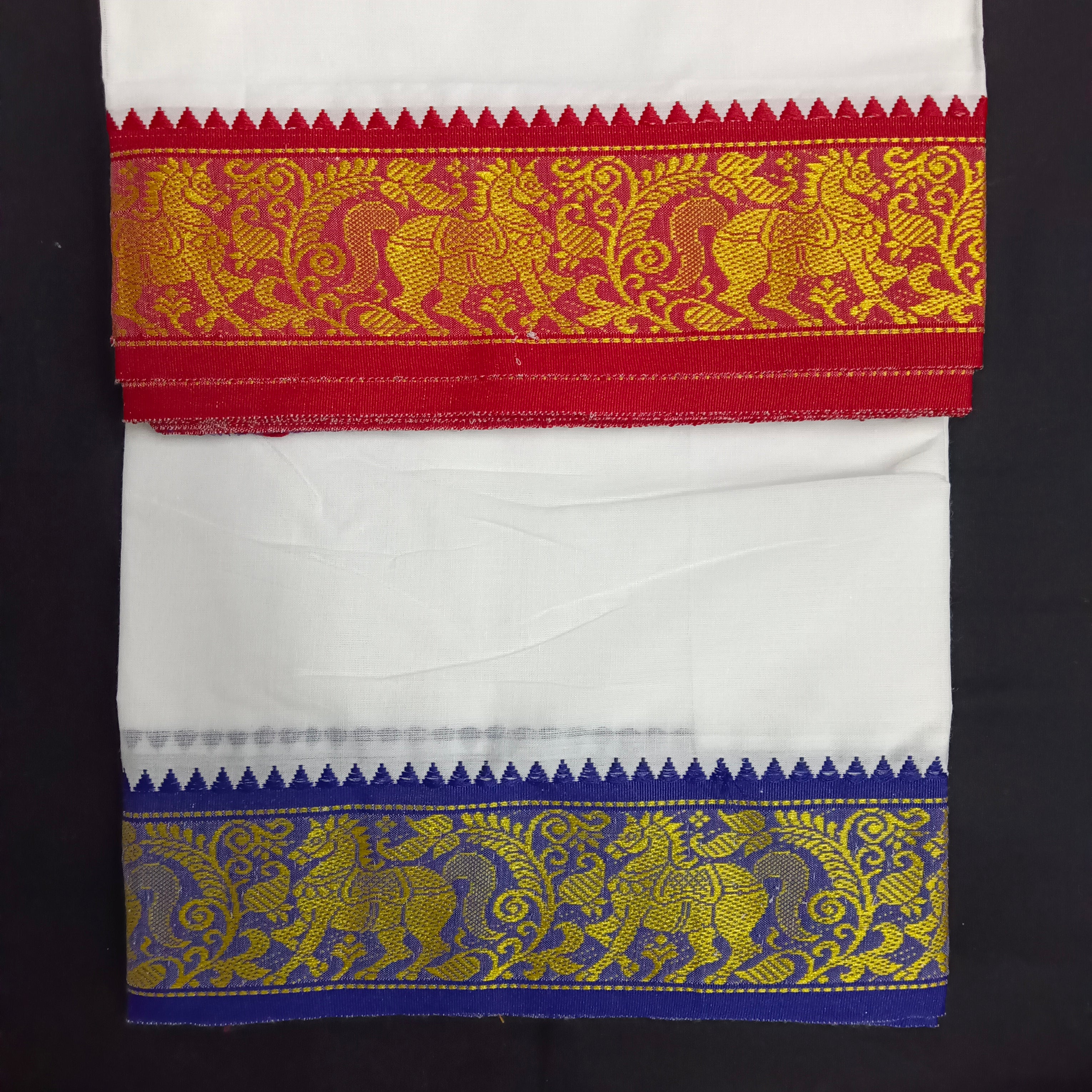 Cotton Dhothi jacquard border 9*5