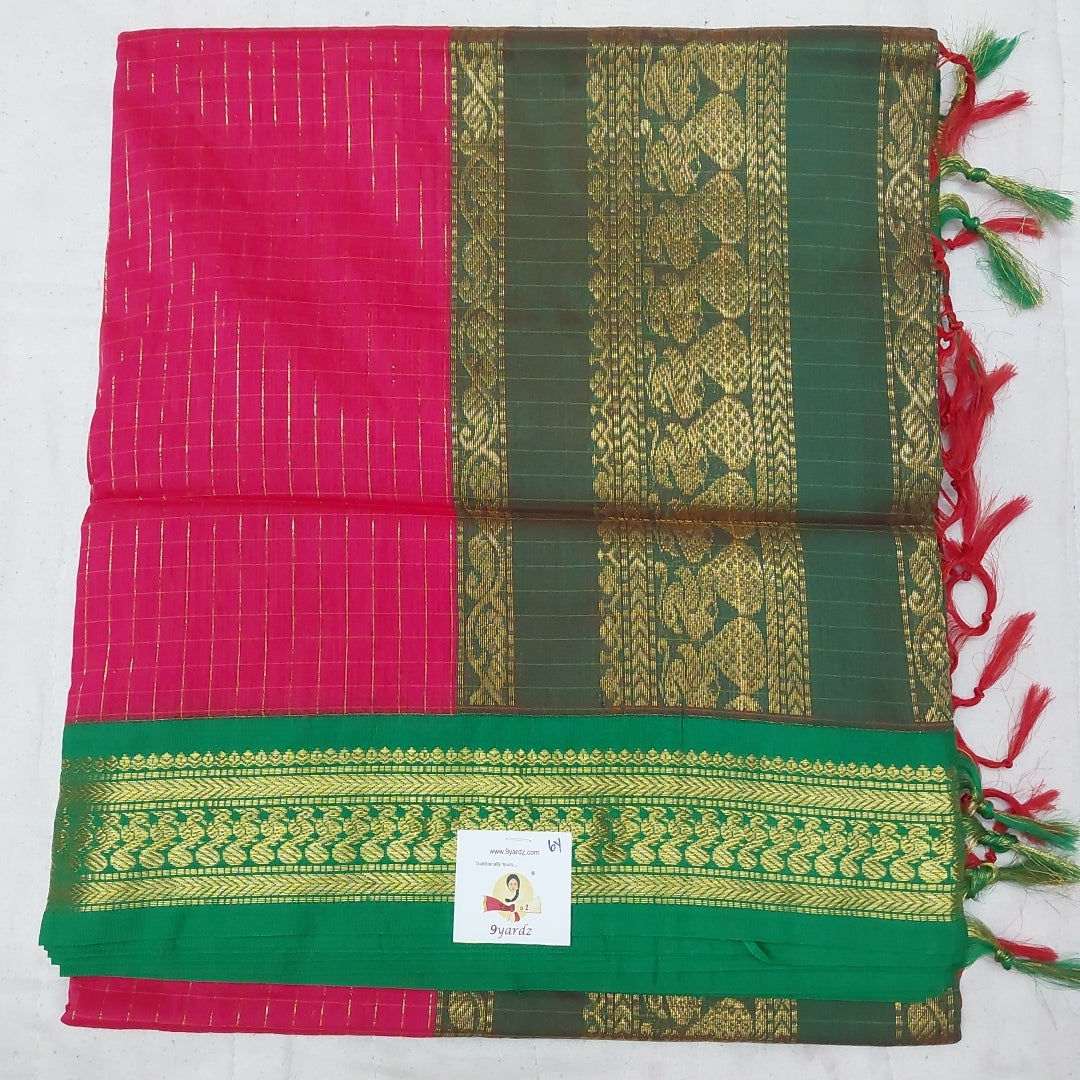 Kalyani cotton Zari Checked 6yardz