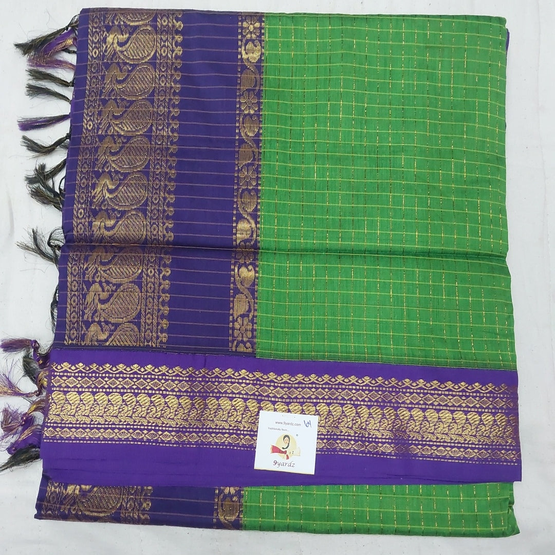 Kalyani cotton Zari Checked 6yardz
