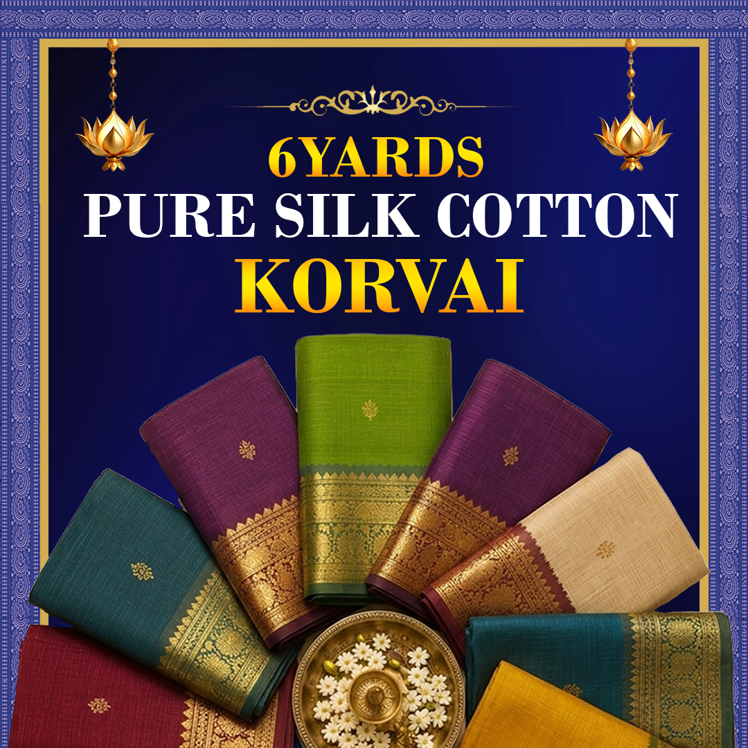 Pure Silk cotton- Korvai 6 yards