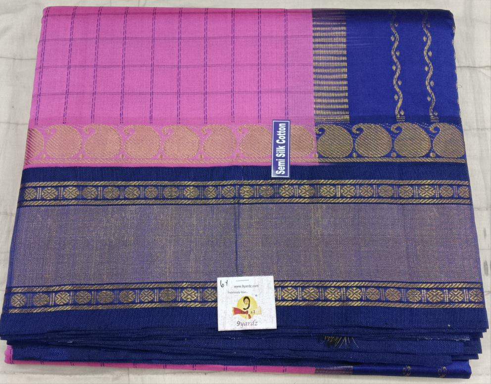Semi silk Plain Korvai 6Yards