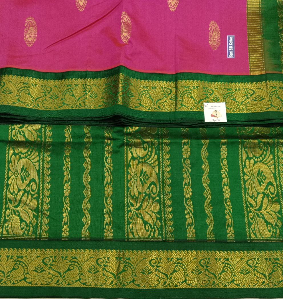Semi silk Plain Korvai 6Yards