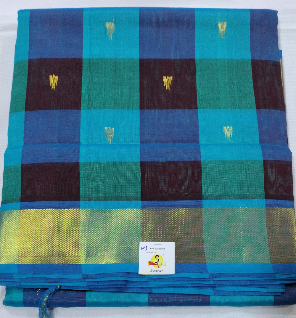 Pure silk cotton- palum pazhamum kattam with butta, 10yards (madisar)