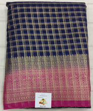 Load image into Gallery viewer, Mysore crepe silk checked (synthetic)