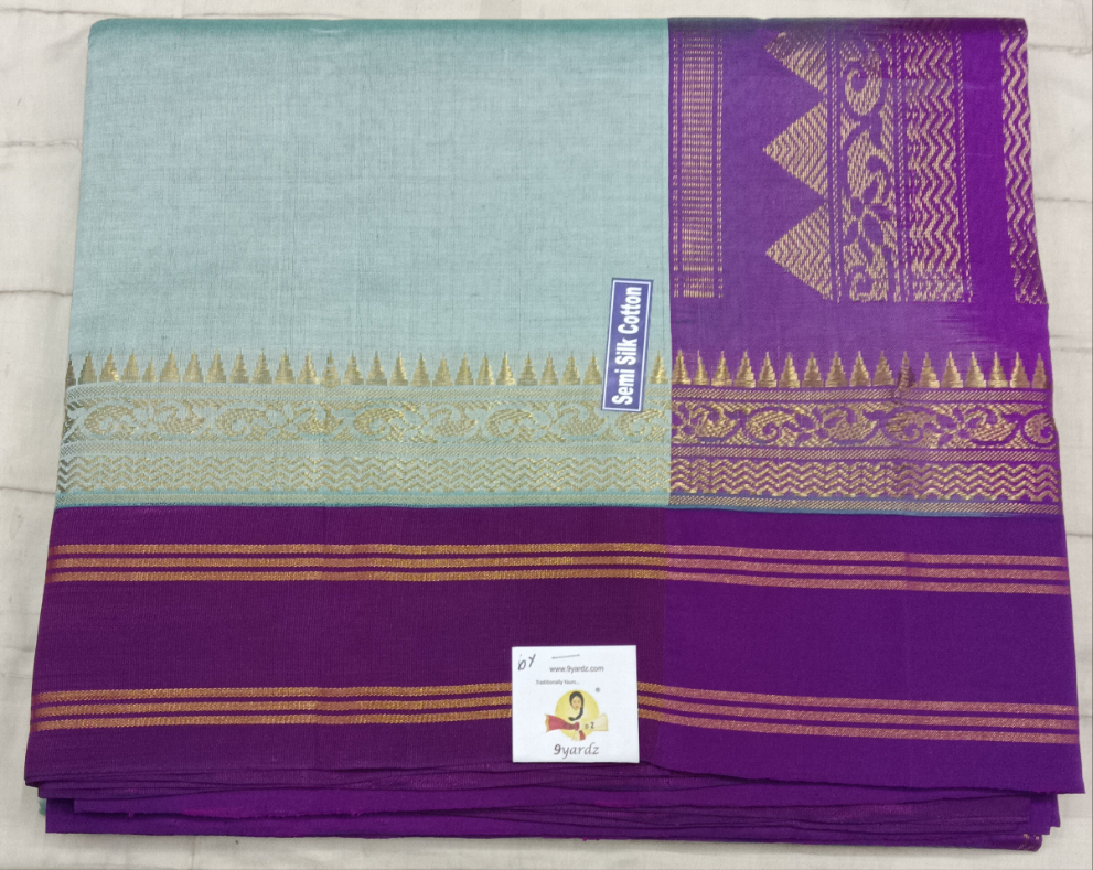 Semi silk Plain Korvai 6Yards