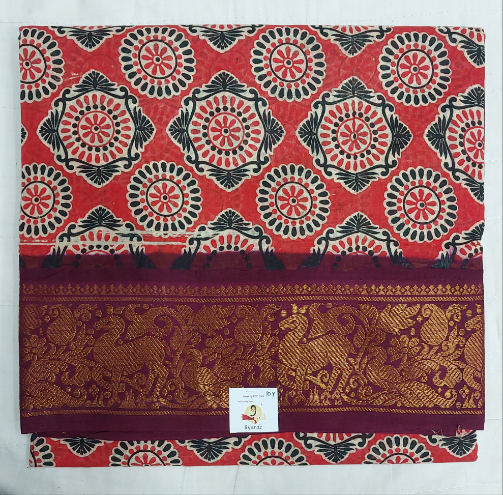Kalamkari Printed Sungudi 10 yards
