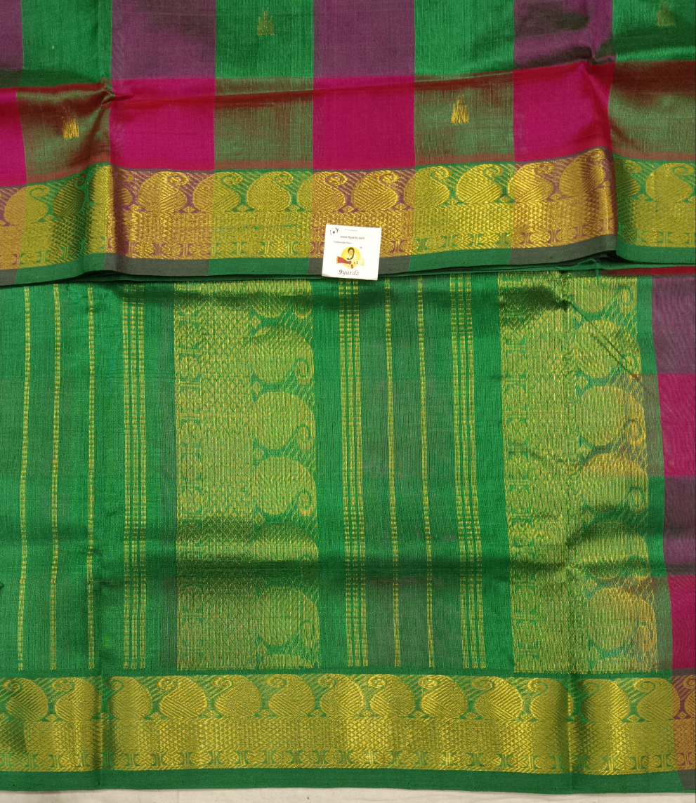 Pure silk cotton- palum pazhamum kattam with butta, 10yards (madisar)
