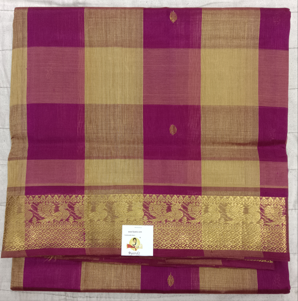 Pure silk cotton- palum pazhamum kattam with butta, 10yards (madisar)