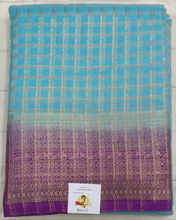 Load image into Gallery viewer, Mysore crepe silk checked (synthetic)