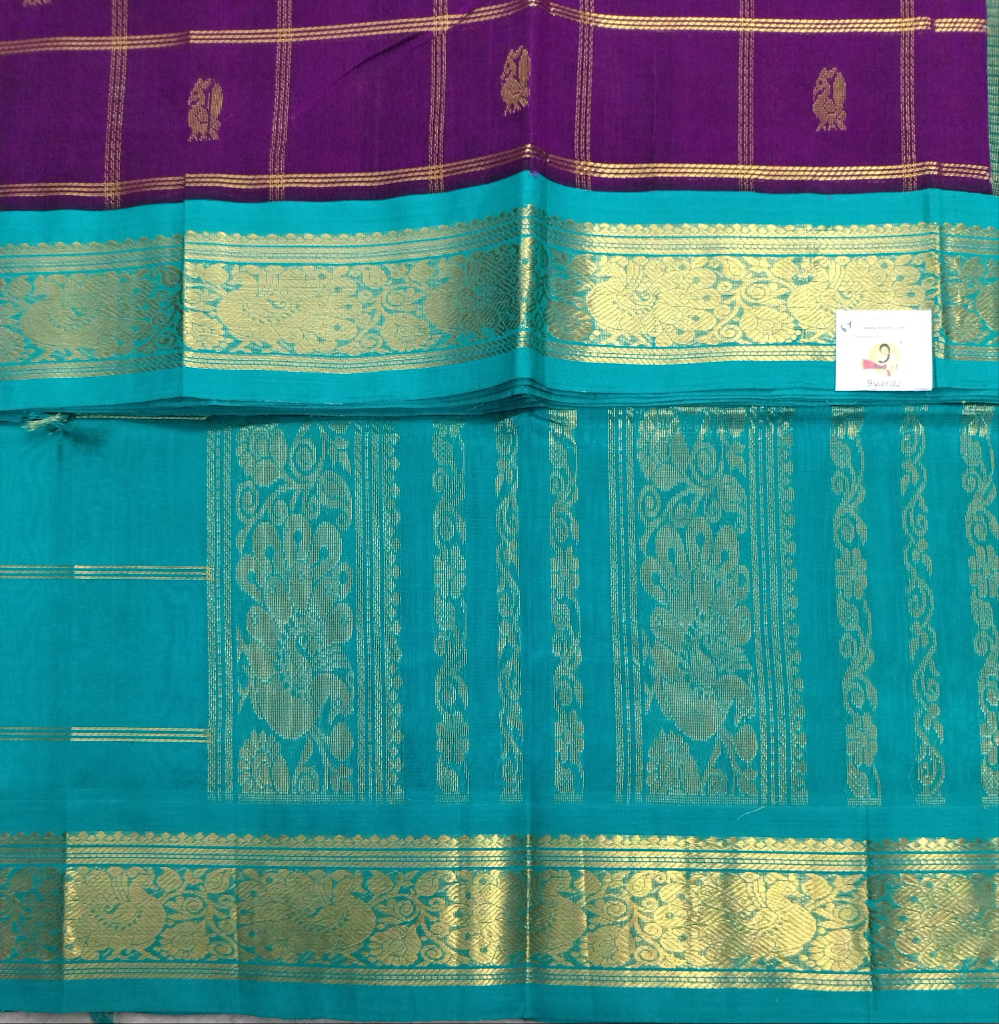 Korvai 6yardz Zari Checked