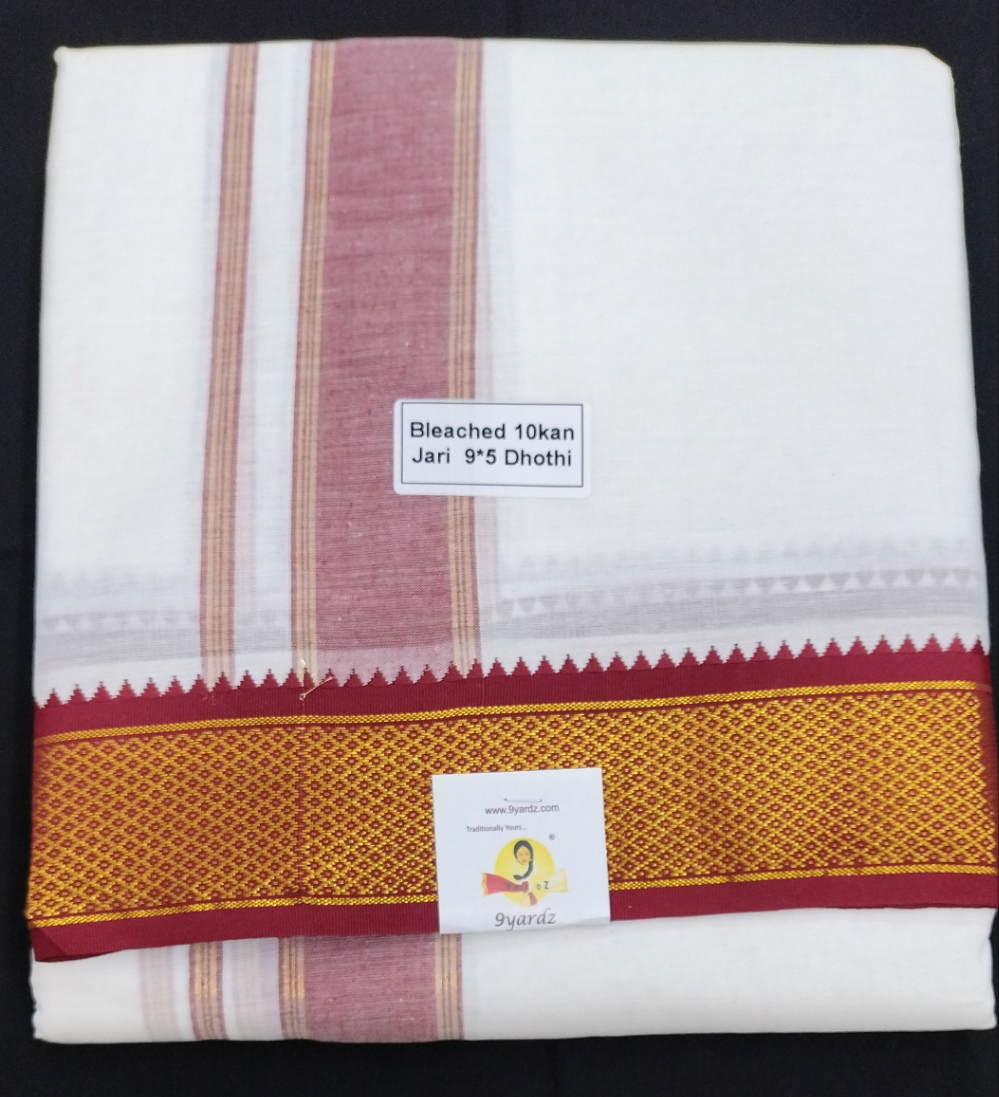Cotton Dhothi Bleached 9*5