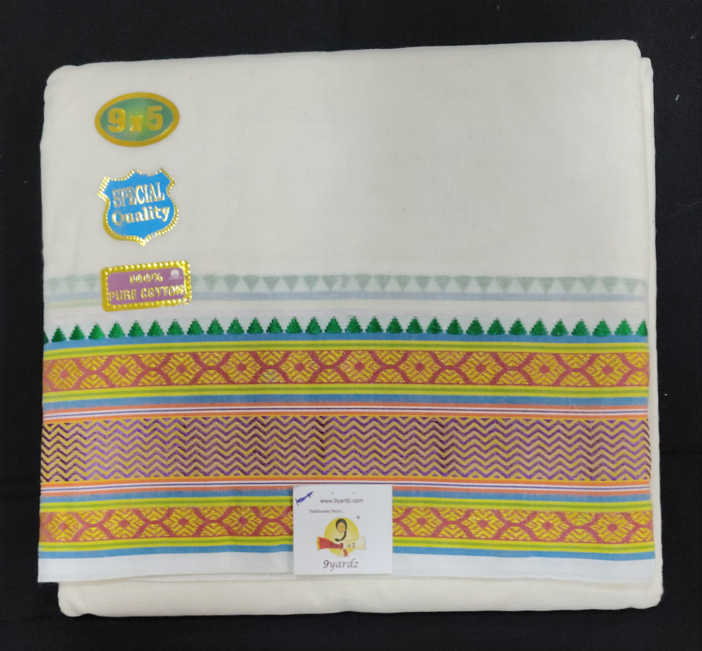 Nagari Cotton Jacqurad  Dhothi 9*5