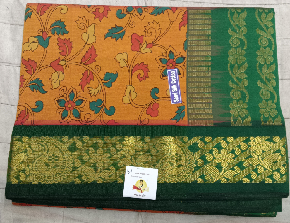 Semi silk Printed Korvai 6Yards