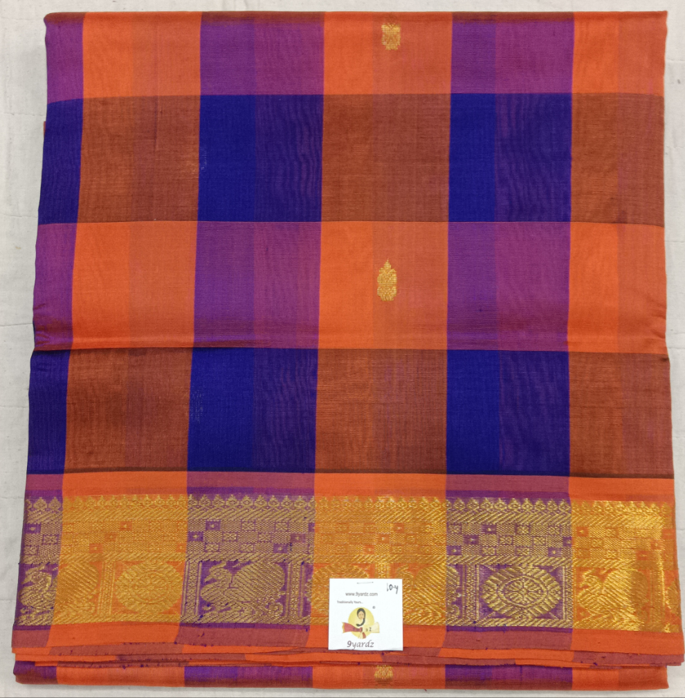 Pure silk cotton- palum pazhamum kattam with butta, 10yards (madisar)