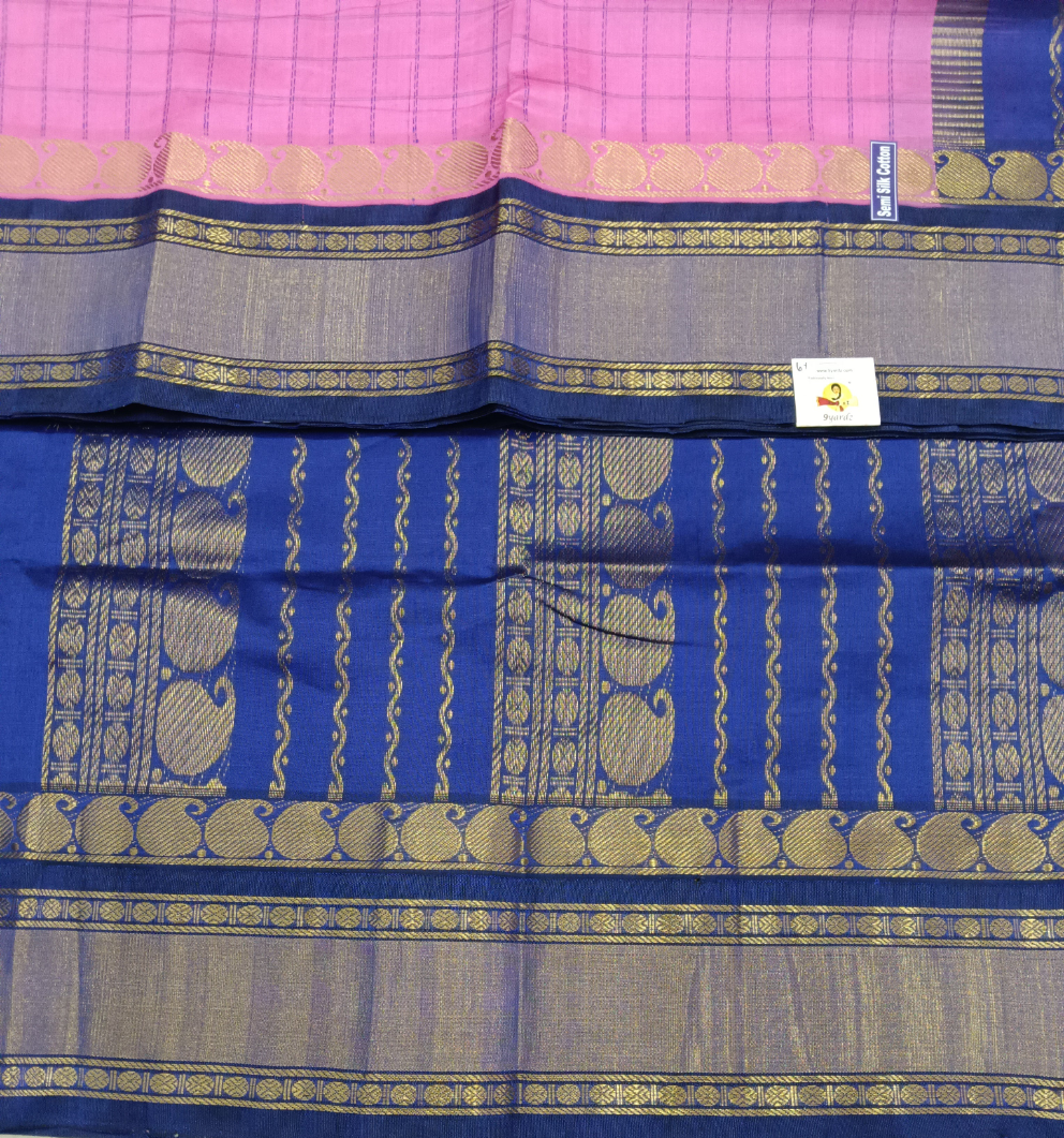 Semi silk Plain Korvai 6Yards