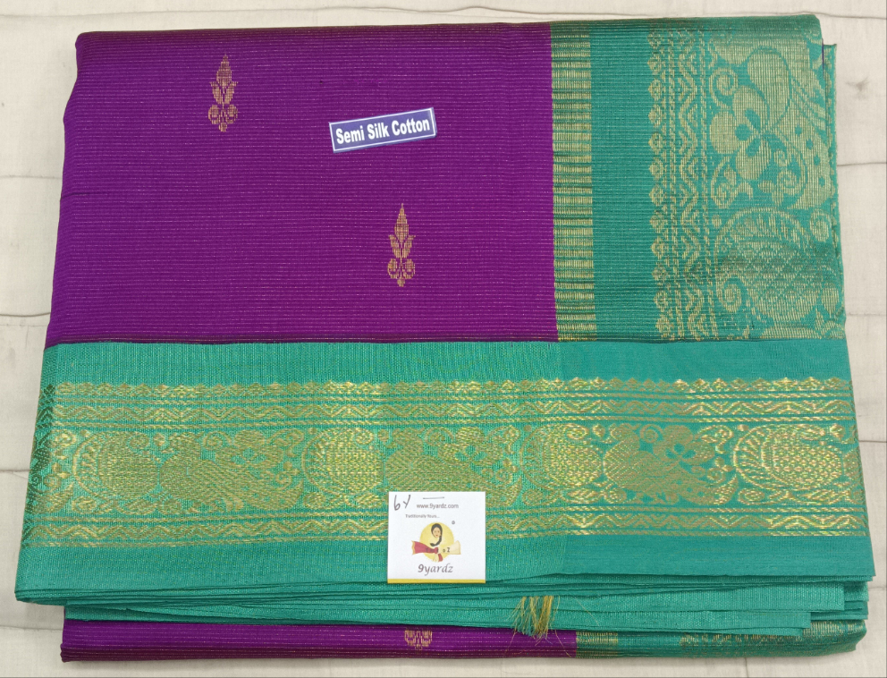 Semi silk Plain Vairavoosi Korvai 6Yards