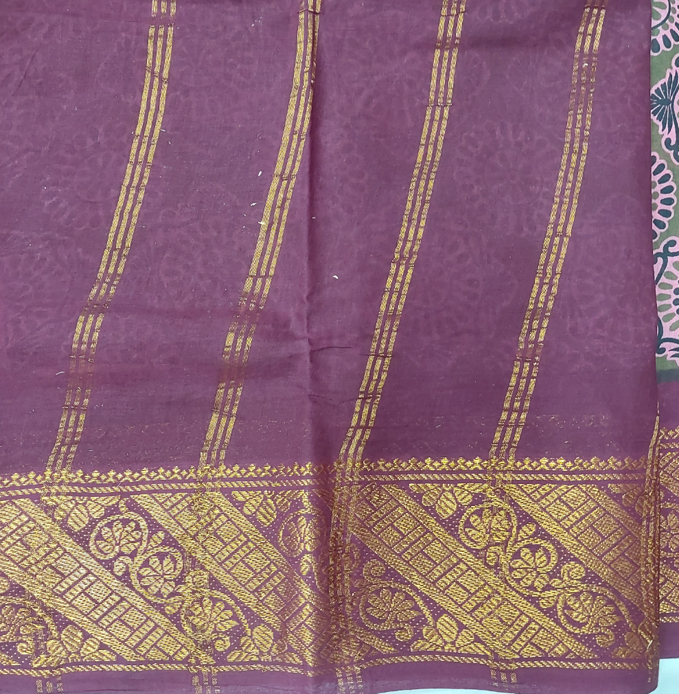Kalamkari Printed Sungudi 10 yards