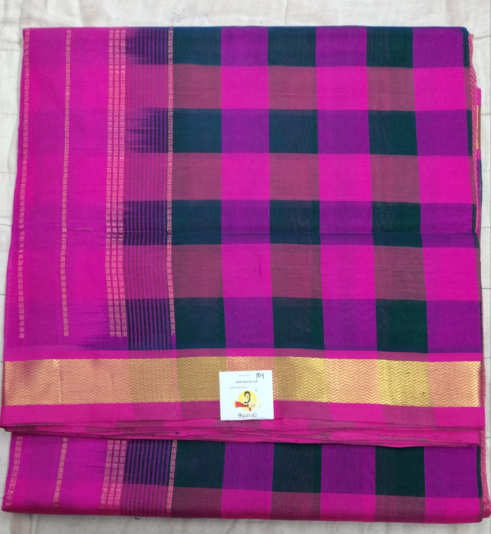 Pure silk cotton- palum pazhamum kattam with butta, 10yards (madisar)