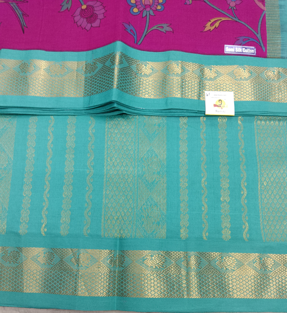 Semi silk Printed Korvai 6Yards