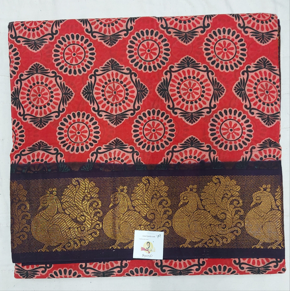 Kalamkari Printed Sungudi 10 yards