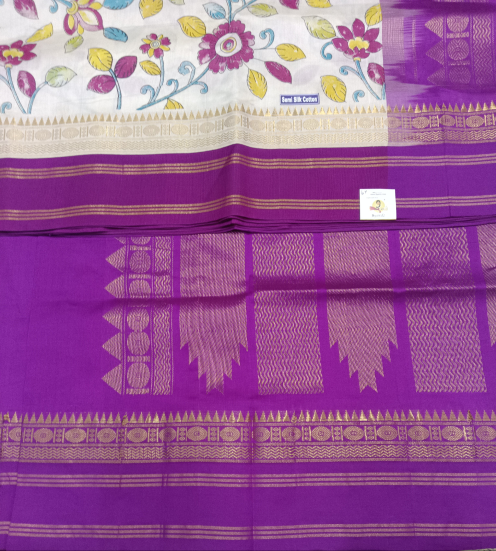 Semi silk Printed Korvai 6Yards