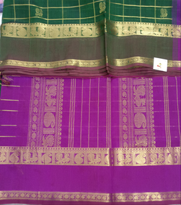 Pure silk cotton zari Pazhum Pazhamum Check