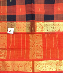 Pure silk cotton zari Pazhum Pazhamum Check