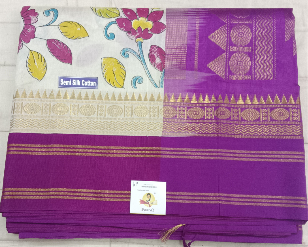 Semi silk Printed Korvai 6Yards