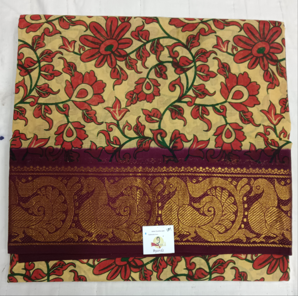 Kalamkari Printed Sungudi 10 yards