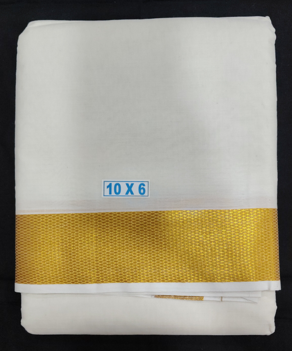 Cotton Dhothi Half Bleached 10*6