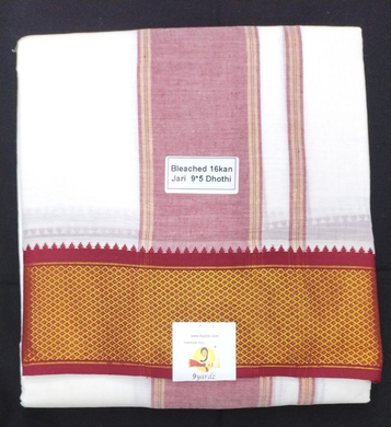 Cotton Dhothi Bleached 9*5