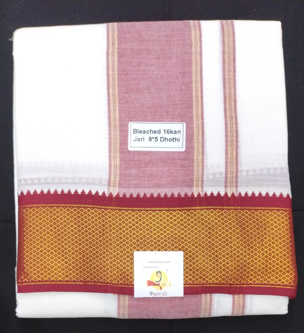 Cotton Dhothi Bleached 9*5