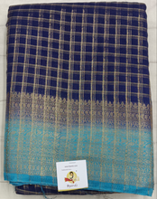 Load image into Gallery viewer, Mysore crepe silk checked (synthetic)