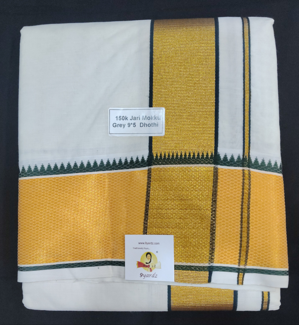 Cotton 150K Jari Mokku Dhothi 9*5