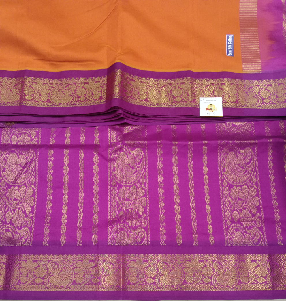 Semi silk Plain Korvai 6Yards